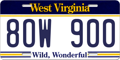 WV license plate 8OW900