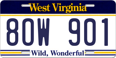 WV license plate 8OW901