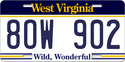 WV license plate 8OW902