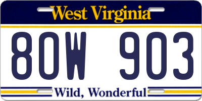 WV license plate 8OW903