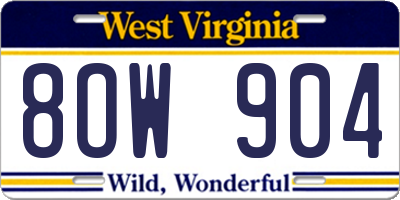 WV license plate 8OW904