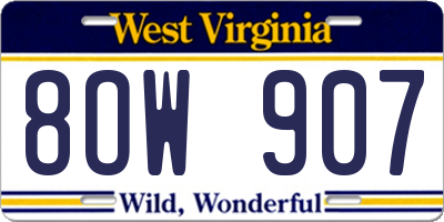 WV license plate 8OW907