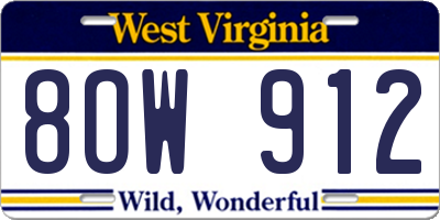 WV license plate 8OW912