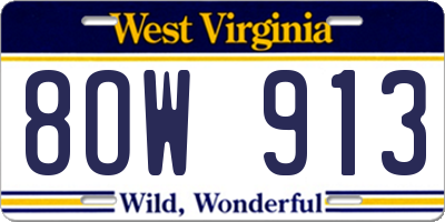 WV license plate 8OW913