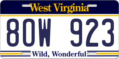 WV license plate 8OW923