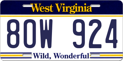 WV license plate 8OW924