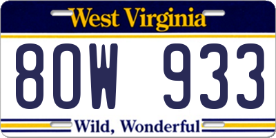 WV license plate 8OW933