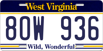 WV license plate 8OW936