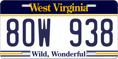 WV license plate 8OW938