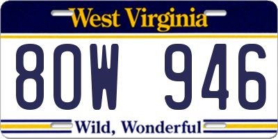 WV license plate 8OW946