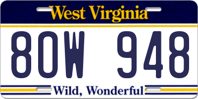 WV license plate 8OW948