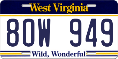 WV license plate 8OW949