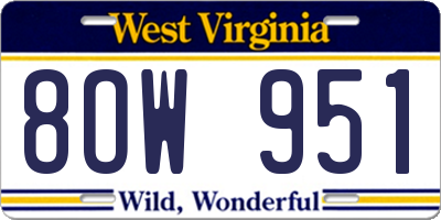 WV license plate 8OW951