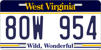WV license plate 8OW954