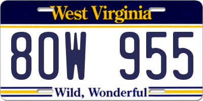 WV license plate 8OW955