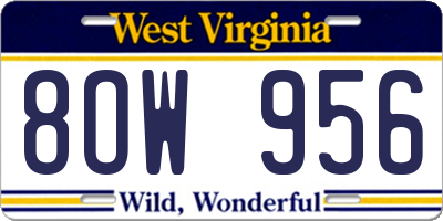WV license plate 8OW956