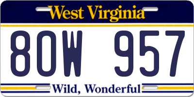 WV license plate 8OW957