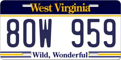 WV license plate 8OW959