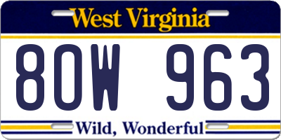WV license plate 8OW963