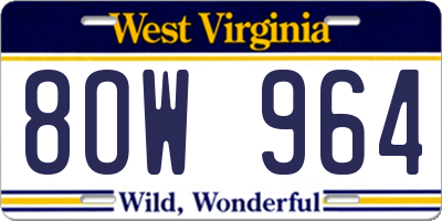 WV license plate 8OW964