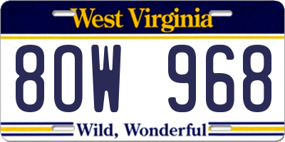 WV license plate 8OW968