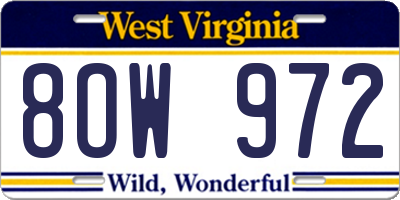 WV license plate 8OW972