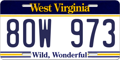WV license plate 8OW973
