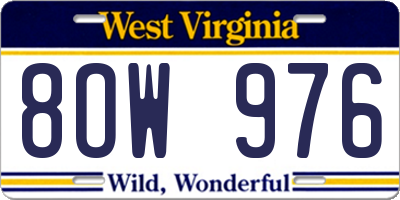 WV license plate 8OW976