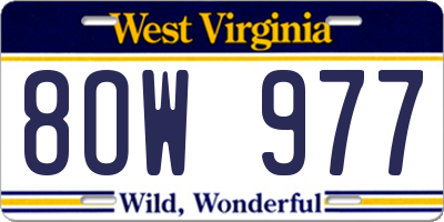 WV license plate 8OW977