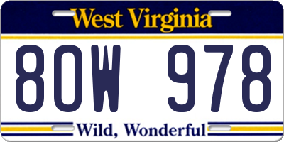 WV license plate 8OW978