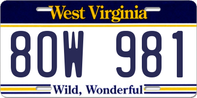 WV license plate 8OW981