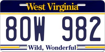 WV license plate 8OW982