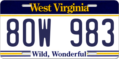 WV license plate 8OW983