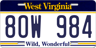 WV license plate 8OW984