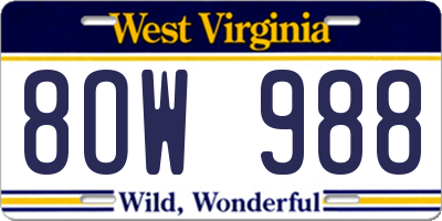 WV license plate 8OW988