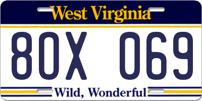 WV license plate 8OX069