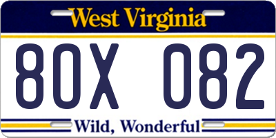 WV license plate 8OX082