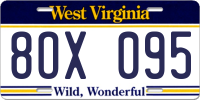 WV license plate 8OX095