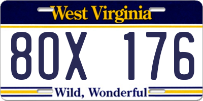 WV license plate 8OX176