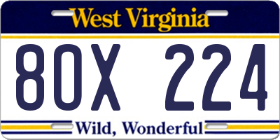 WV license plate 8OX224