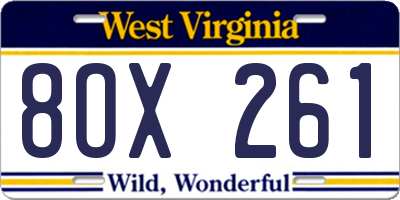 WV license plate 8OX261