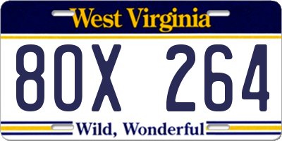 WV license plate 8OX264