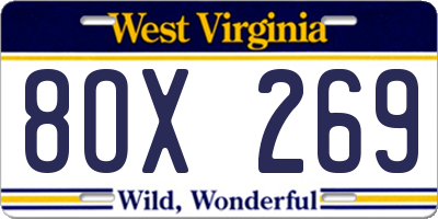 WV license plate 8OX269