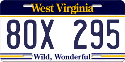 WV license plate 8OX295