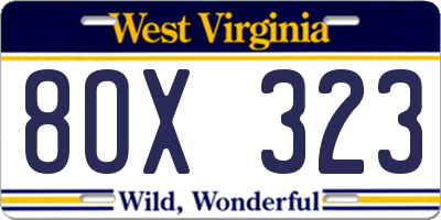 WV license plate 8OX323
