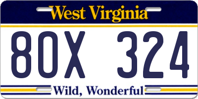 WV license plate 8OX324