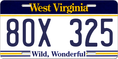WV license plate 8OX325