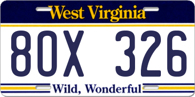 WV license plate 8OX326