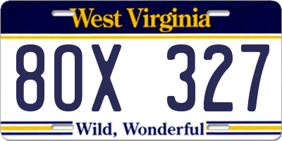 WV license plate 8OX327
