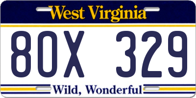 WV license plate 8OX329